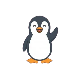 Joe the penguin, waving