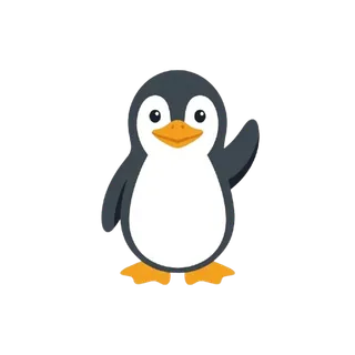 Joe the penguin, waving
