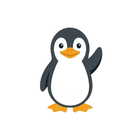 Joe the penguin, waving